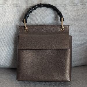 Gucci Vintage Metallic Brown Handbag with Bamboo Handle